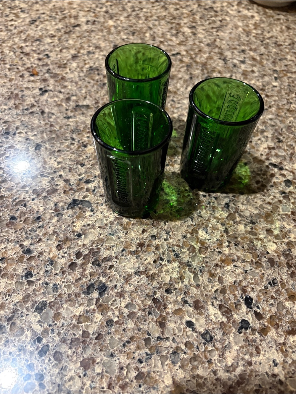 Jagermeister Green Embossed Glass Shot Glasses - Set of 3